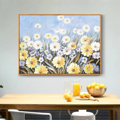 Peinture marguerite toile 50x70 cm de qualité supérieure pour grand salon chic