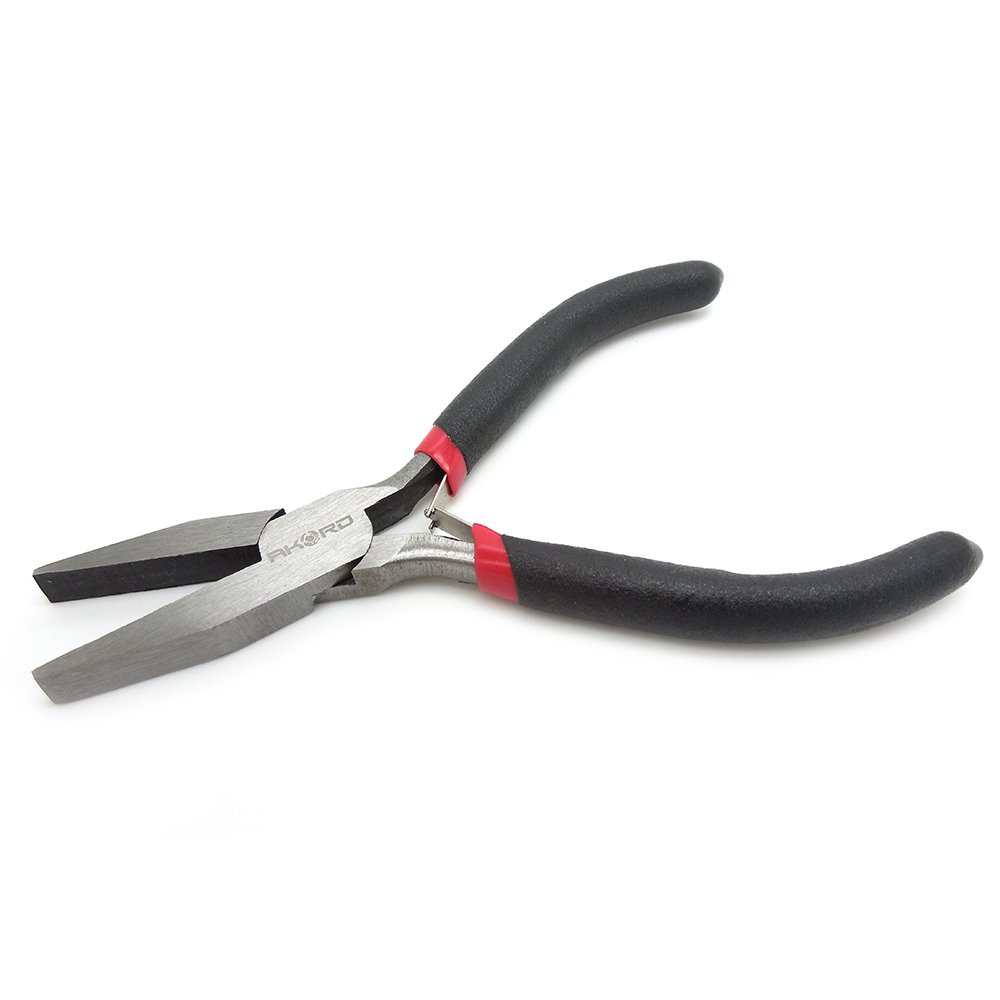 Akord Black Flat Nose Jewellery Making Bead Craft Plier Electrics Repair Tool, Metal, 5-Inch, 125 Mm