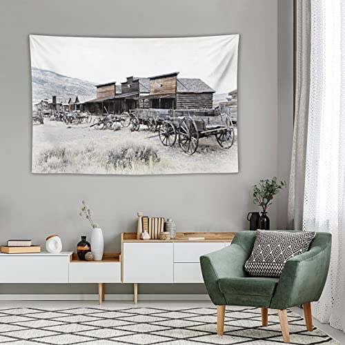 Landscape Tapestry Cody, Wyoming, Old Wooden Wagons In A Ghost Town, United States 40"X60" Aesthetic Tapestry Wall Hanging Art Home Decoration Bedroom Decor Living Room Door Curtain #TOP3