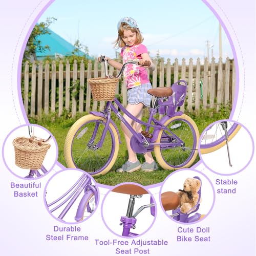 Image of Glaf Girls Bike Bicycle for 2-12 Years Old 12 14 16 20 inch Kids Toddler Bike with Training Wheels and Basket,Doll Seat, Kids Bike Bicycle for Gift
