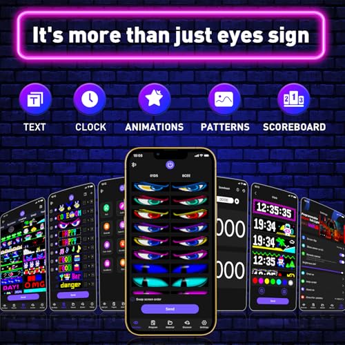 Ojos de diablo LED para camión con control Bluetooth para personalizar texto 4