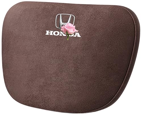 車用ヘッドレストとネックピロー、取り付け簡単、調節可能、洗える、頸椎サポート、圧力緩和、低反発、通気性、カスタマイズ可能、装飾、自動車アクセサリー (ブラウン, ホンダ)