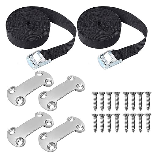 Kühler-Spanngurt-Set 22 Stück, Batterie-Spanngurt-Set für Boote, Batteriekasten-Haltegurt mit Edelstahl-Nockenschnalle, Halterung und SS-Schrauben, Batteriekasten-Haltegurt für Kajak, Boot, Auto