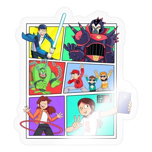 Spreadshirt FGTeeV Out of Time Book Shirt Sticker, 4 x 4, Transparent Glossy