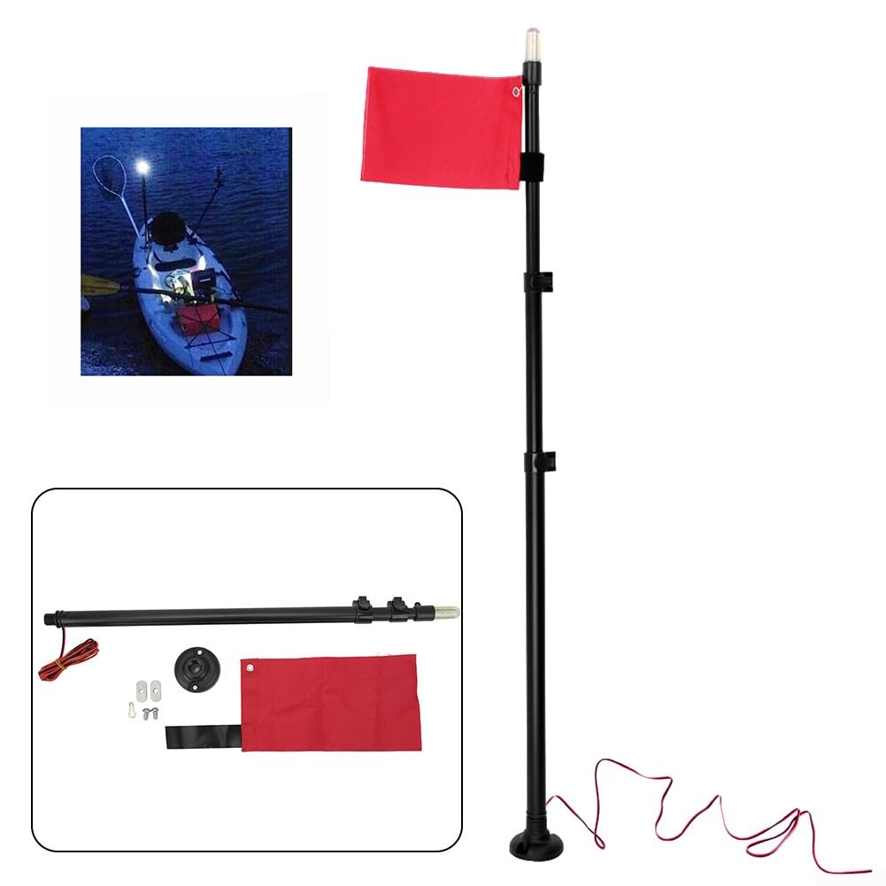 Kit de base de para bandera de seguridad, para bandera de seguridad universal de lujo con poste de montaje, para combo de luz para kayak, canoa, barco, bote