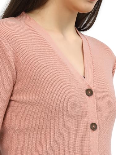 Image of Kalt Women Full Sleeves V-Neck Design Acrylic Cardigan Sweater