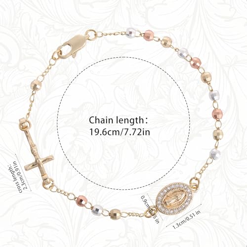 Rosary Bracelet for Women, Adjustable Virgin Mary Bracelet Dainty Virgen de Guadalupe Jewelry Ideal Religious Catholic Jewelry Gift for Confirmation Baptism First Communion Godmother2