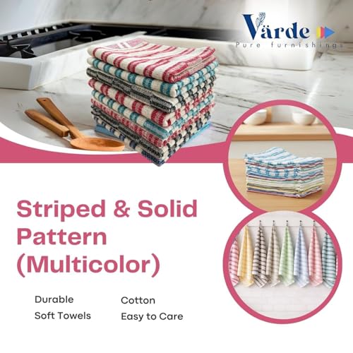 Image of 10 Pcs Dishcloths | 12x16 Inches | Bulk Cotton Kitchen Cleaning Dish Cloths | Scrubbing Wash Cloth Sets | Multipurpose Cloth | 100% Cotton. (Multicolor, Set of 10)