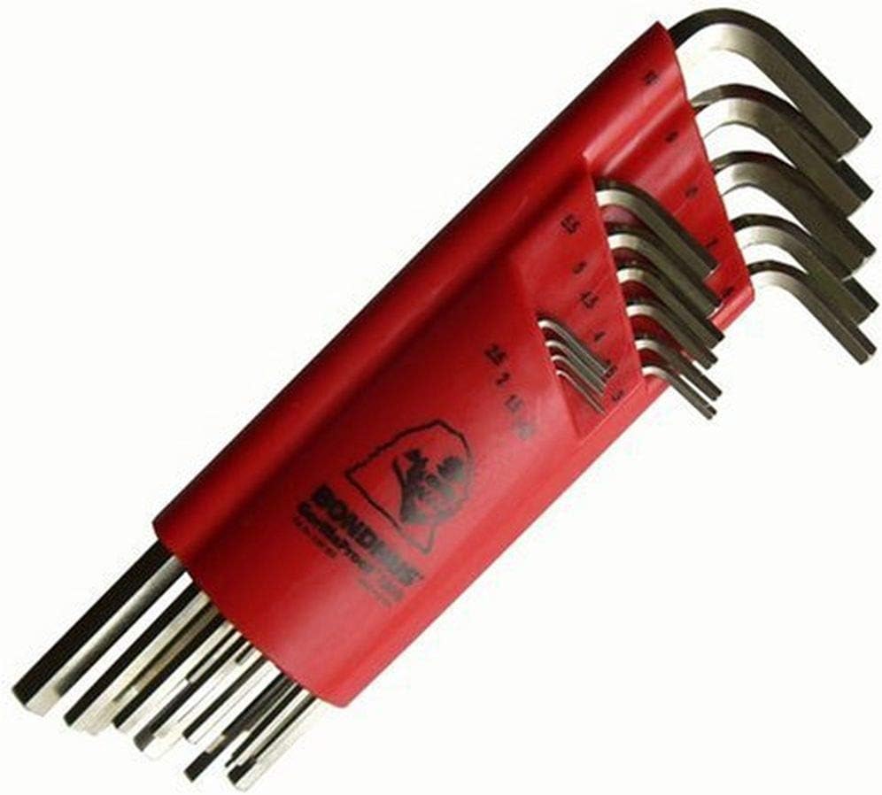 Bondhus 17195 Set of 15 Hex L-wrenches with BriteGuard Finish, Extra Long Length, sizes 1.27-10mm