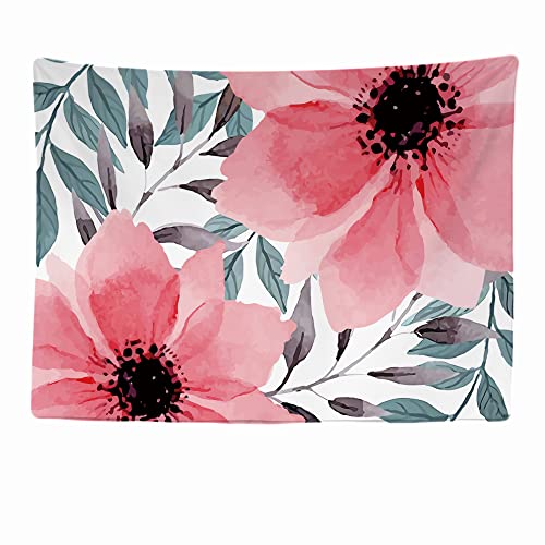 Ulticool - Fleurs plantes suspendues - Tapisserie murale - 200x150 cm - Grande tapisserie - Toile - Peinture - Accessoires Diviseur de pièce - Rose Vert Blanc