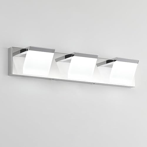 Lámparas LED modernas de 3 luces LED para tocador de baño (24 pulgadas, blanco frío 6000 K), accesorios de iluminación de pared de baño de acrílico