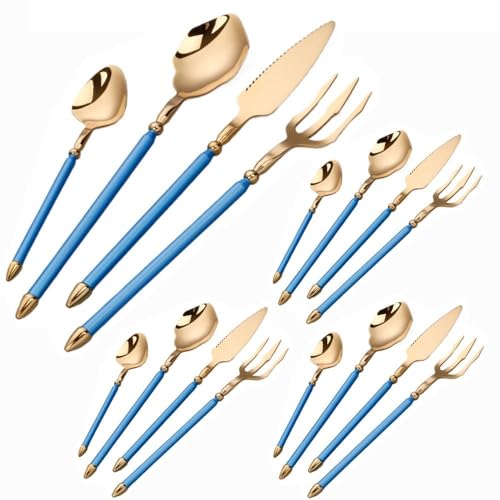 Couverts de table en inox bleu or pour en finir avec la vaisselle terne