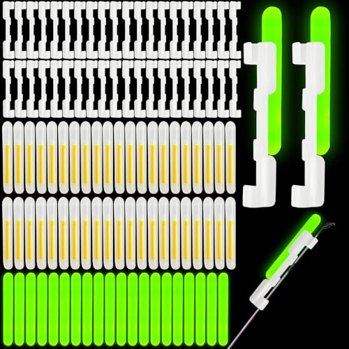 BHwra 300pcs Fishing Glow Sticks for Fishing Pole Bobber, Mini Green Glow in The Dark Fishing Pole Light Sticks Rod Tip for Night Fishing Halloween Easter Decoration