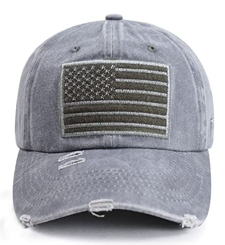Usa American Flag Hat For Men Women, Funny Patriotic Decorations Baseball Caps, Adjustable Cotton Embroidered Patch Us Flag Dad Hats For Family Friends Co-Worker Veterans (A-Gray) #TOP10