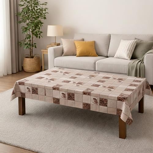 Image of Dakshya Industirs PVC Waterproof Table Cover 36x54 Inch Floral Printed Center Table Cover Washable Plastic Table Sheet Oilproof Dining Table Cover for Coffee Table Living Room Home (Classic Floral)