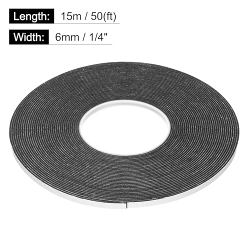 Image of uxcell 1pcs Rolls Double Sided Foam Tape Removeable PE Sponge Mounting Tape Strong Adhesive Tape Strips(Black, 50ft x 1 /4 inch x 1 /16 inch) for Home Paint Wall Hanging Poster Decor