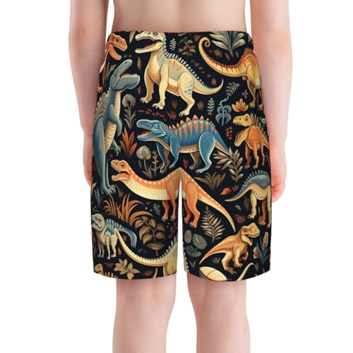 Boys Swim Trunks Beach Shorts Summer Surf Kids Youth Bathing Suits, Dino Dinosaur Art4