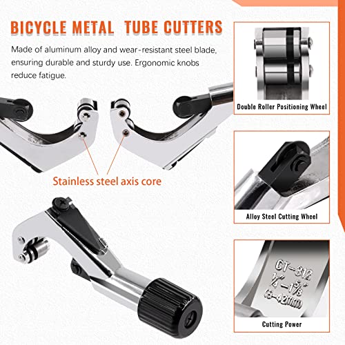 Tanstic 2Pcs Bike Front Fork Cutting Tool With 6-42Mm Open Caliber & 8 Inch Semi Round Hand Rasp File Set, Bicycle Tube Cutter Seat Post Cutter Half Round File With Rubber Hand Grip Handle #TOP3
