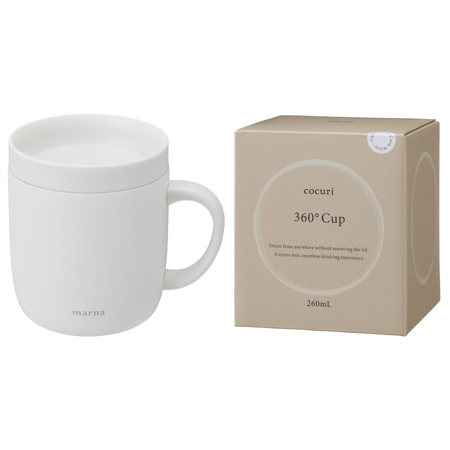 Amazon.co.jp: マーナ (marna) 360°カップ (260ml) フタをした