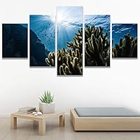 SIGNWIN 5 Panel Canvas Wall Art Group Jellyfish Marine Life Multicolor Photography Realism Tropical Ultra Whimsical for Home Decorations Ready to Hang - 60