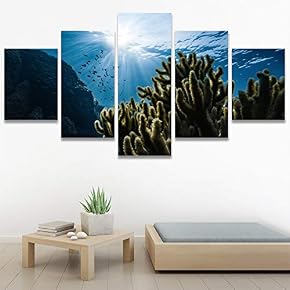 SIGNWIN 5 Panel Canvas Wall Art Group Jellyfish...