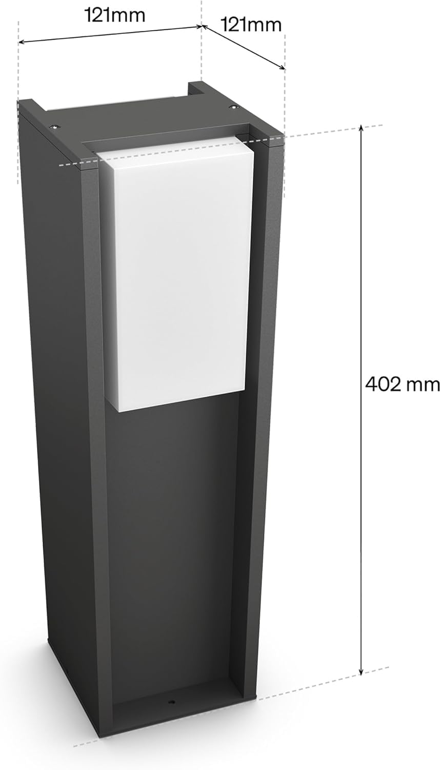 Philips Hue Turaco Palo da Terra per Esterni, Luce Smart Tunabel Bianca e Colori, Luminosità 1.100 lm, Lampadina A60 Inclusa, Regolabile, Resistente a Intemperie IP44, Compatibile con Matter, Zigbee