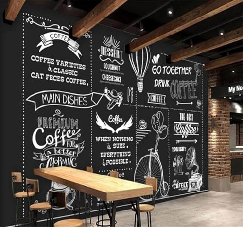 XLMING Creatividad Pizarra Cafetería Restaurante Póster 3D Papel Pintado Pared Premium Textura Seda Estudio Comedor Vinilos Dormitorio Sofás TV Cocina-350cm×256cm
