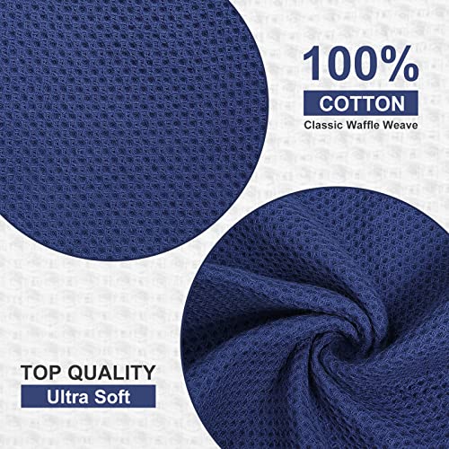 Kitinjoy 100% Cotton Waffle Weave Kitchen Towels, 4-Pack Super Soft And Absorbent Kitchen Dish Towels For Drying Dishes, Kitchen Hand Towels, Navy Blue, 13 In X 28 In #TOP1