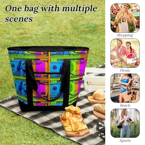 Bolso tote térmico para mujer, oversized, aislado, de un solo hombro, para compras miniatura 7