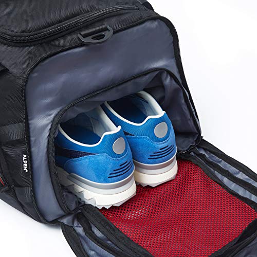 Alpen Swiss Cervino Duffel - Water Resistant Durable 1680D Carry On Travel Duffel Bag Gym Sports Bag with Shoes Compartment - 10.5 Gallons - 40 Liters - Black Exclusive