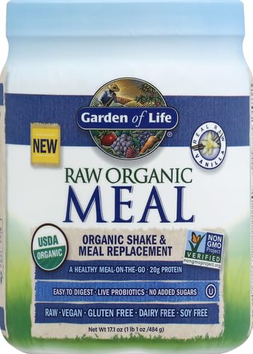 Image of Garden of Life Meal Replacement Shakes, Raw Organic, Vanilla Protein Powder with Plant Based Pea Protein, Sprouts, Greens, Probiotics, Dairy Free 14 Servings, 17.1 Ounce (Pack of 6)