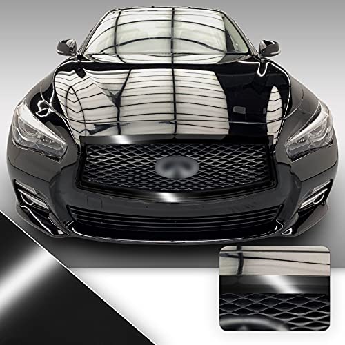 Grille Chrome Delete Blackout Precut Vinyl Wrap Overlay Kit Compatible with Infiniti Q50 2014 2015 2016 2017 - Gloss Black
