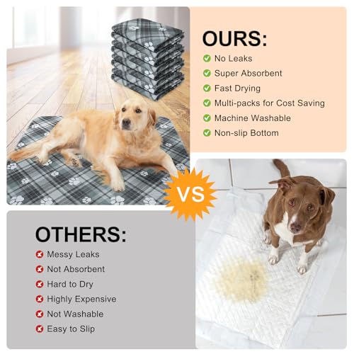 Image of BEAUTYZOO Washable Pee Pads for Dogs, 4 Pack Reusable Puppy Pads, Super Absorbent Dog Pee Pads for Pet Training, Housebreaking and Incontinence, Non-Slip Potty Pads for Floor, Crate, Couch, 36 inch x 41 inch