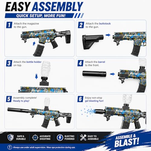 Image of Electric Gel Blaster Gun for Kids & Teens, 7-8mm Crystal Water Beads Shooter, Automatic & Manual Modes, Rechargeable Battery, Long Range Toy Gun(Color as per Availability) (SLR)
