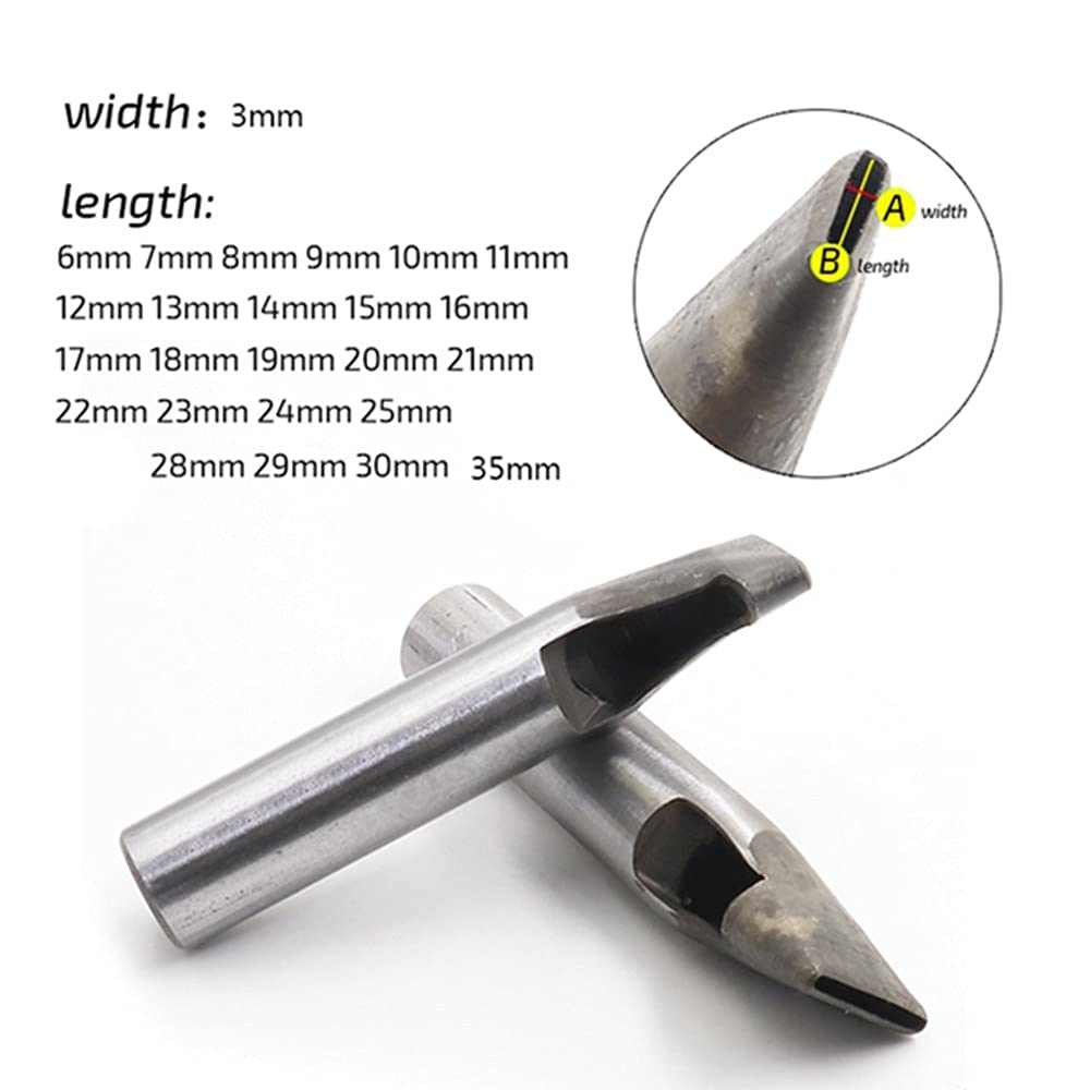 1 szt.Szerokość 3mm skórzany owalny kształt dziurkacz owalny kąt rozstawienie paska narzędzia do dziurkowania DIY Craft skórzany dziurkacz narzędzie do wiercenia otworów, 13mm X 3mm