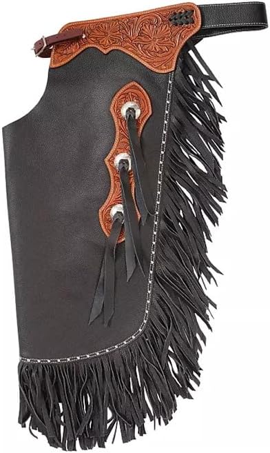 Small Size Western Leather Chinks Basket Weave Hand Tooled Yoke for Men Women Kids Custom ST-CHI-006