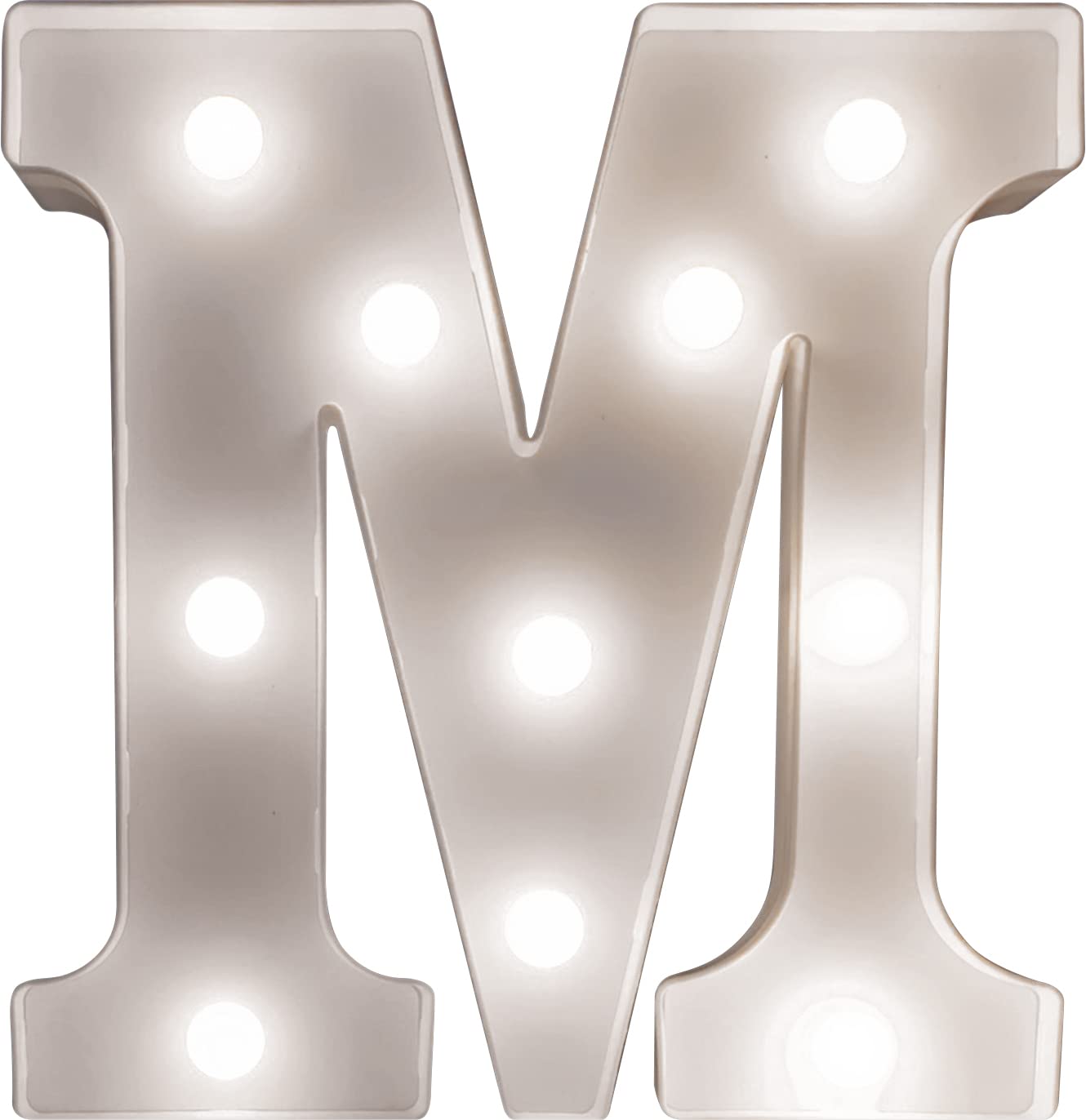 St Helens 3D LED Letter M Light - White - Battery Operated - 22cm Height