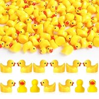 Cozary 100 Stück Mini Enten Harz Gelb, Gelbe Kleine Enten, Miniatur Enten für Dekoration Miniaturgarten Landschaftsgärten, Bonsai, Versteckt Spiel, Fischbecken und Aquarien verwendet
