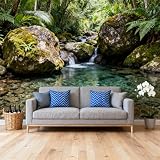 Generico Carta Da Parati Autoadesiva Rimovibile Con Motivo Ruscelli Della Foresta Pluviale, Ideale Per Camera Da Letto, Soggiorno, Divano E Sfondo Tv. Dimensioni: 160 Cm (Altezza) X 250 Cm (Larghezz