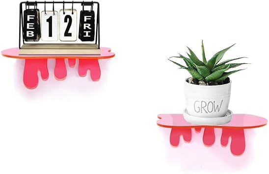 Splash Dekoratif Duvar Rafı 2'li Set (2 Adet Neon Pembe)