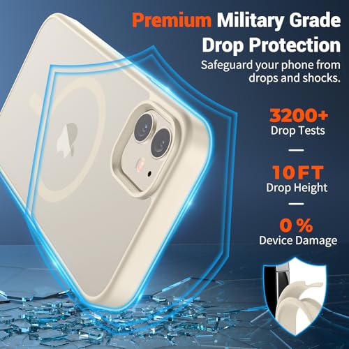 Image of SUPFINE Magnetic for iPhone 12 Case /iPhone 12 Pro Case (Compatible with MagSafe) (Military Grade Drop Protection) Slim Translucent Matte Shockproof with Anti-Fingerprint Phone Case,Antique White