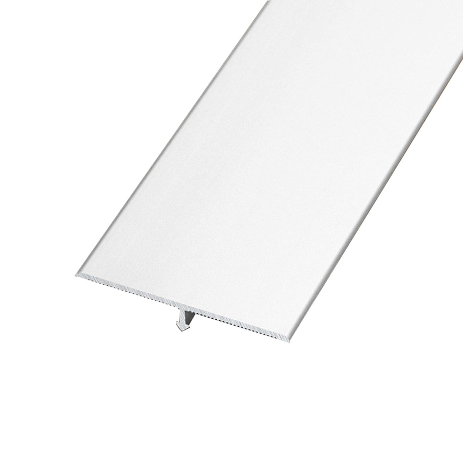 Metal Floor Transition Strip for Doorways, T Molding Laminate Tile Floor Flat Divider Strip Edging Trim, 3 PCS Waterproof Threshold Gap Cover(White)