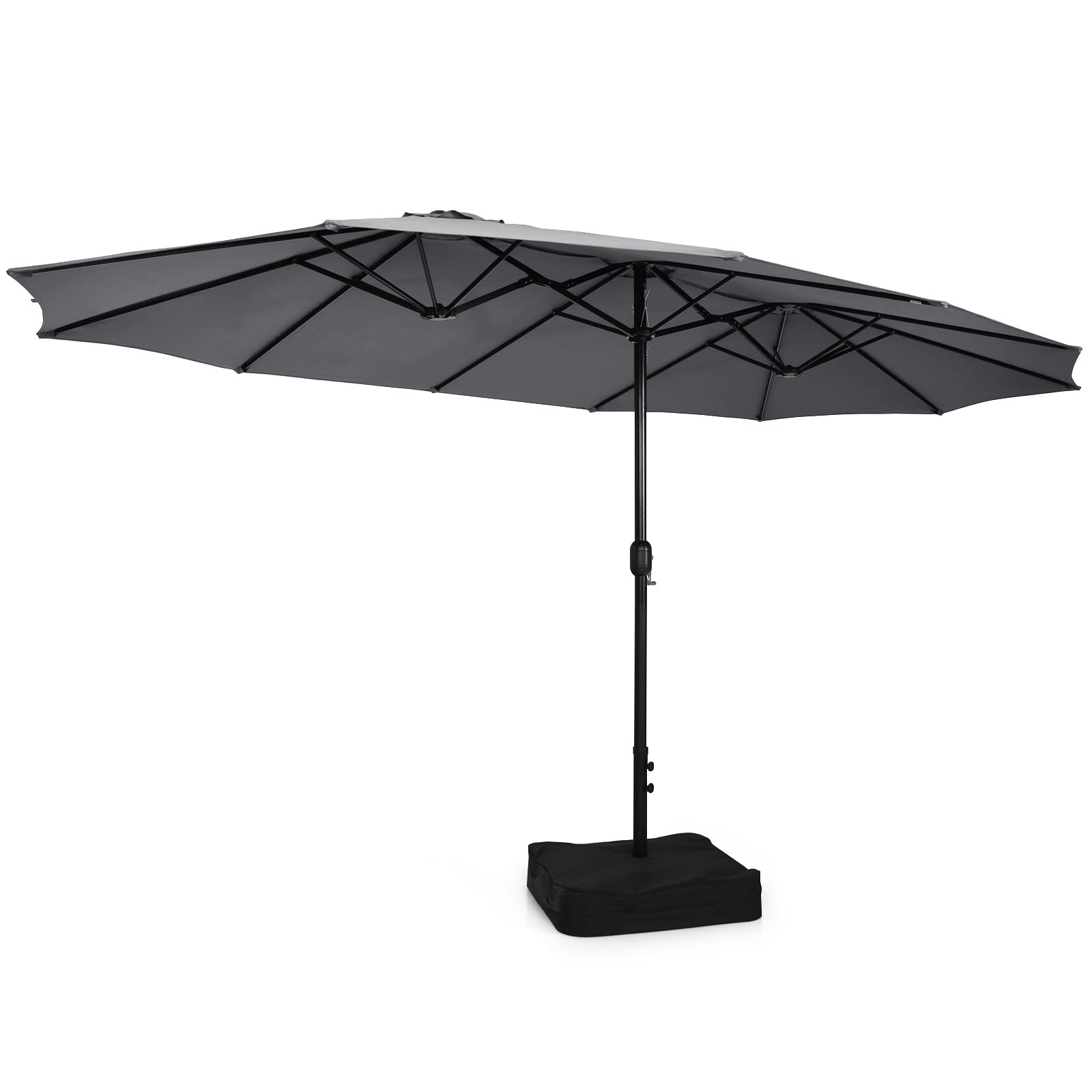 COSTWAY Sombrilla Terraza Exterior Doble 451,5 x 264cm, Sombrillas Jardin Grandes con Base, Manivela, Parasol Jardin Exterior Patio Terraza Piscina