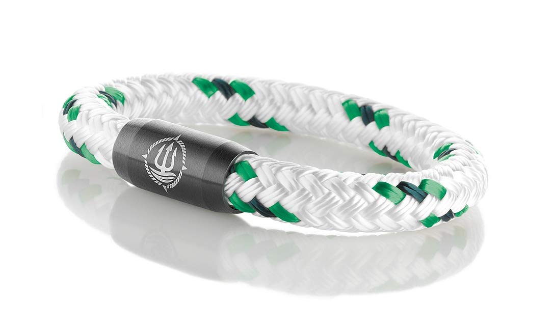 Maritimes Seemannsgarn Segeltau Armband Borkum weiß-grün 8mm