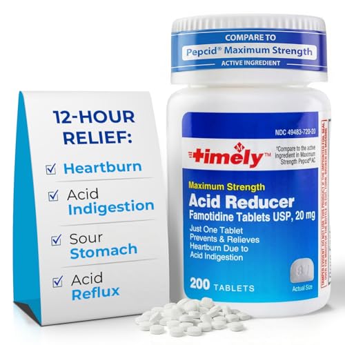 TIME-Cap Labs Acid Reducer & Heartburn Relief - Famotidine 20mg - for Adults & Children 12+, Helps with Acid Indigestion & Sour Stomach - Antacid Medicine Tablets (200 Count)