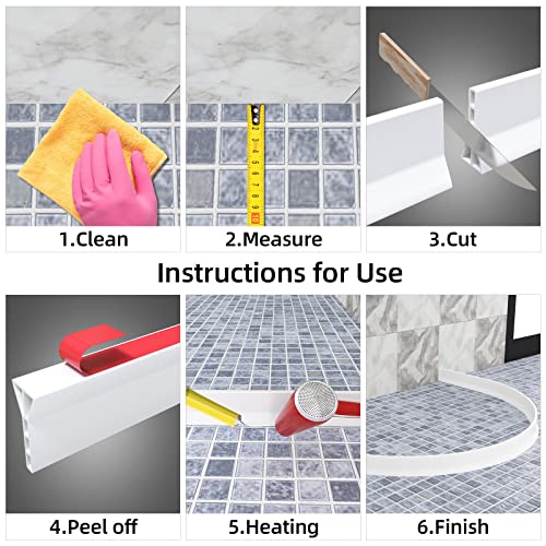 3" High Shower Threshold Water Dam 67 In Collapsible Shower Water Splash Guard For Curbless Shower Threshold Barrier Water Stopper For Wet And Dry Separation Bathroom And Kitchen (White) #TOP4