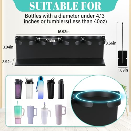 Image of Magnetic Cup Holder for Fridge,8 Cups Water Bottle Organizer for Stanley 30 40 oz with Tumbler Lid Organizer,High Capacity Heavy Duty Kitchen Storage Rack Accessories