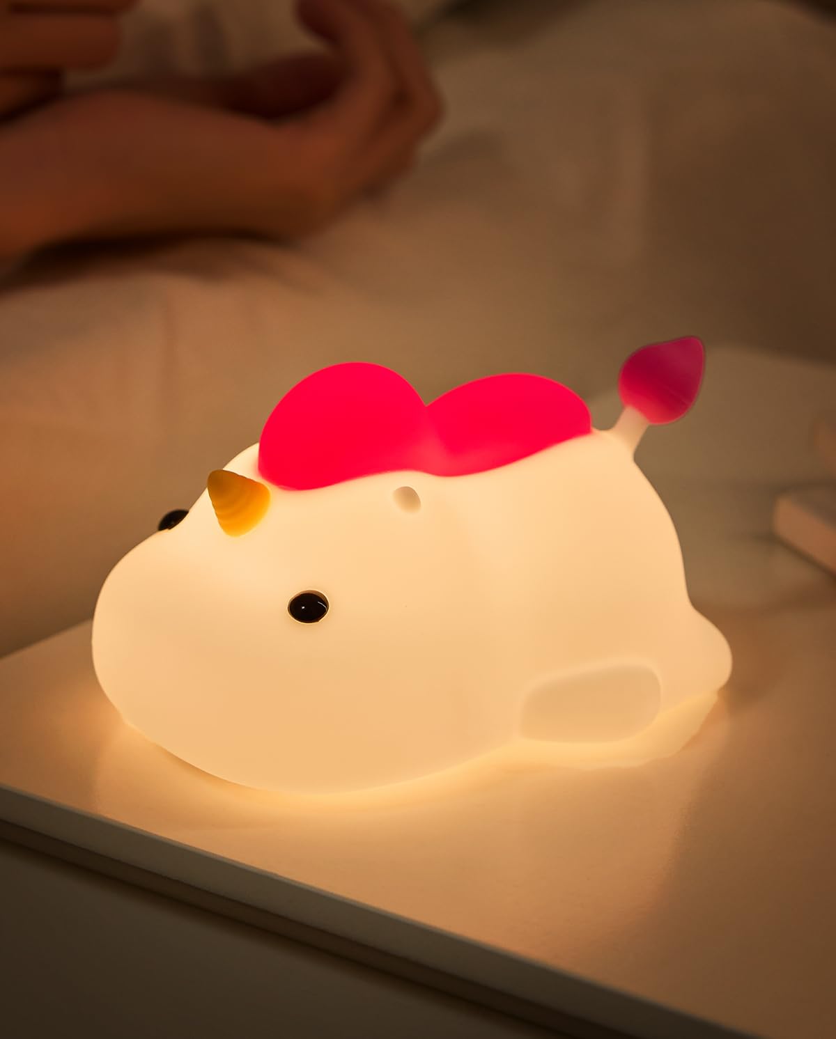 Unicorn Night Light for Kids Soft Silicone Tap Control Lamp with 30-Min Auto-Off Timer Rechargeable Portable LED Bedroom