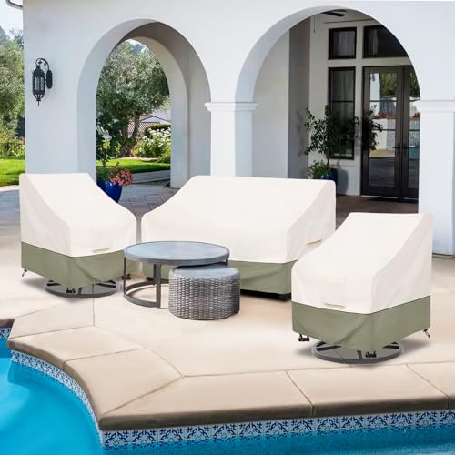 Image of Bitubi Waterproof Patio Sofa Cover, Heavy Duty 3-Seater Outdoor Couch Cover Size Up to 85W x 38D x 35H Inches, Lawn Patio Furniture Covers with Air Vent (Beige)