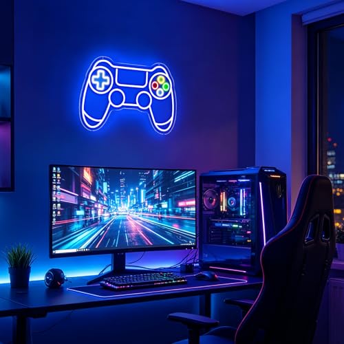 Image of Gamer Neon Sign, Gamepad Shaped LED Neon Sign for Gamer Room Decor, Gaming Neon Light Sign for Teen Bedroom Decor, Gamer Gifts for Boys, Teen, Men, Kids